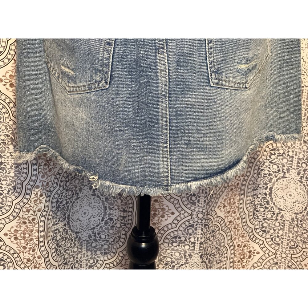 American Bazi Los Angeles Womens Distressed Denim Skirt Size L With Front Zipper - Picture 7 of 13